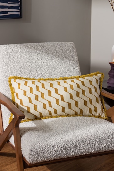 HÖEM Yellow Zabine Geometric Polyester Filled Cushion