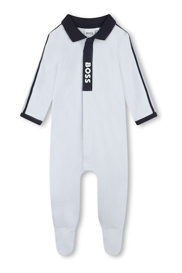 BOSS White Baby Logo Sleepsuit