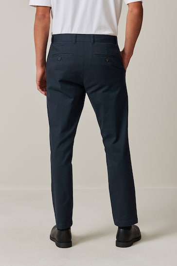 Navy Blue Slim Fit Stretch Printed Soft Touch Chino Trousers
