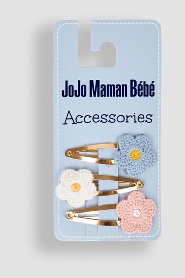JoJo Maman Bébé Pink 3-Pack Crochet Flower Clips