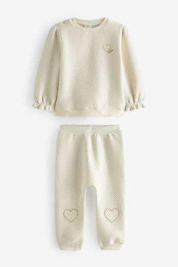 River Island Cream Baby Girls Quilted Sweat Jogger Set