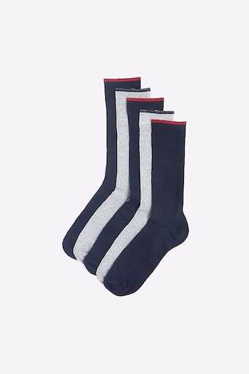 River Island Grey Rib Multipack of 5 Ankle Socks