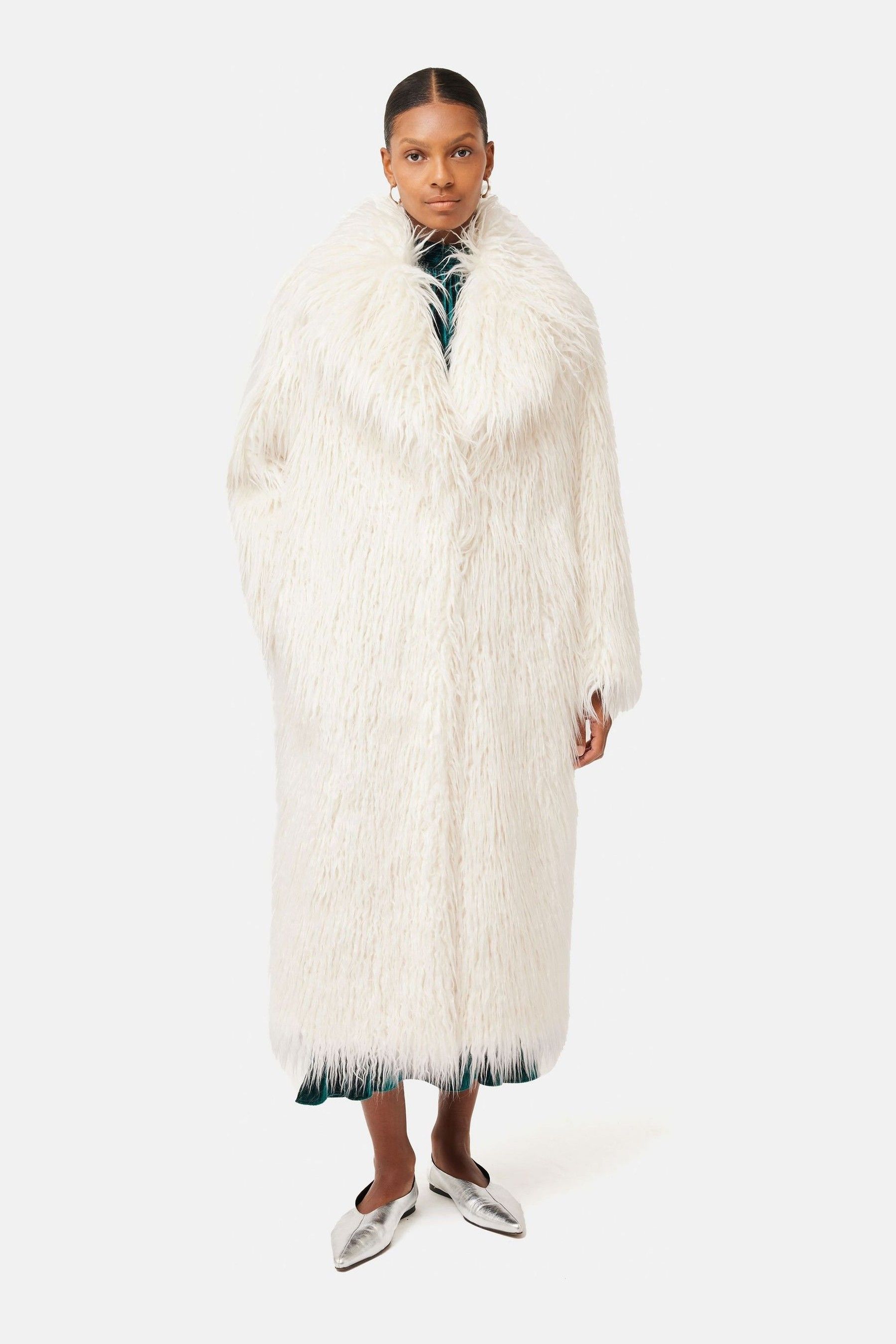 Jigsaw shawl collar faux fur coat on sale
