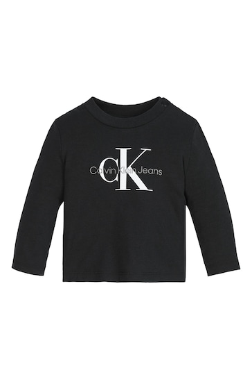 Calvin Klein Jeans Baby Monogram Long Sleeve Black Top