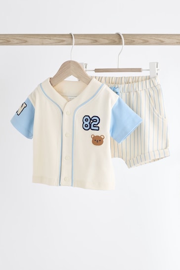Blue Varsity Baby T-Shirt And Shorts 2 Piece Set