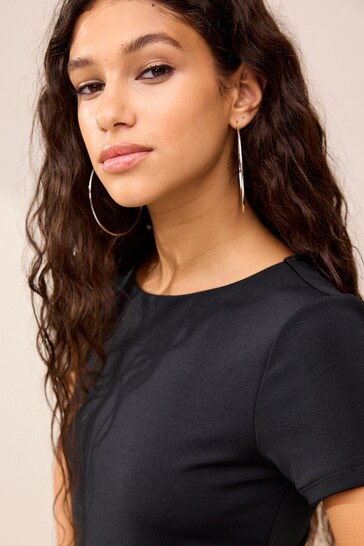 Black Short Sleeve T-Shirt Bodysuit