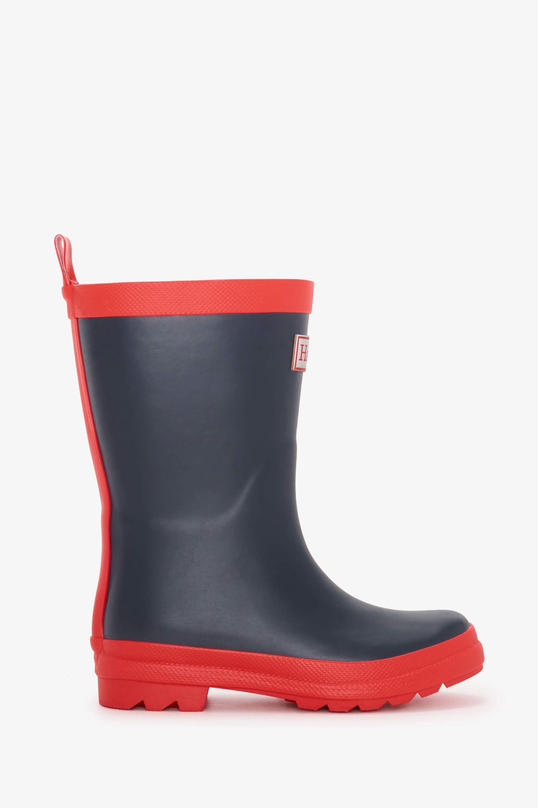 Blue and top brown rain boots