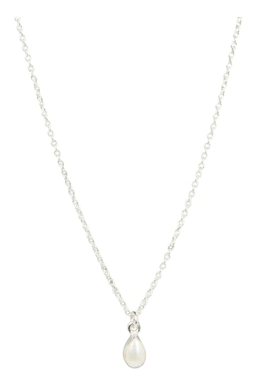 Oliver Bonas White Pearl Drop Auden Pendant Necklace