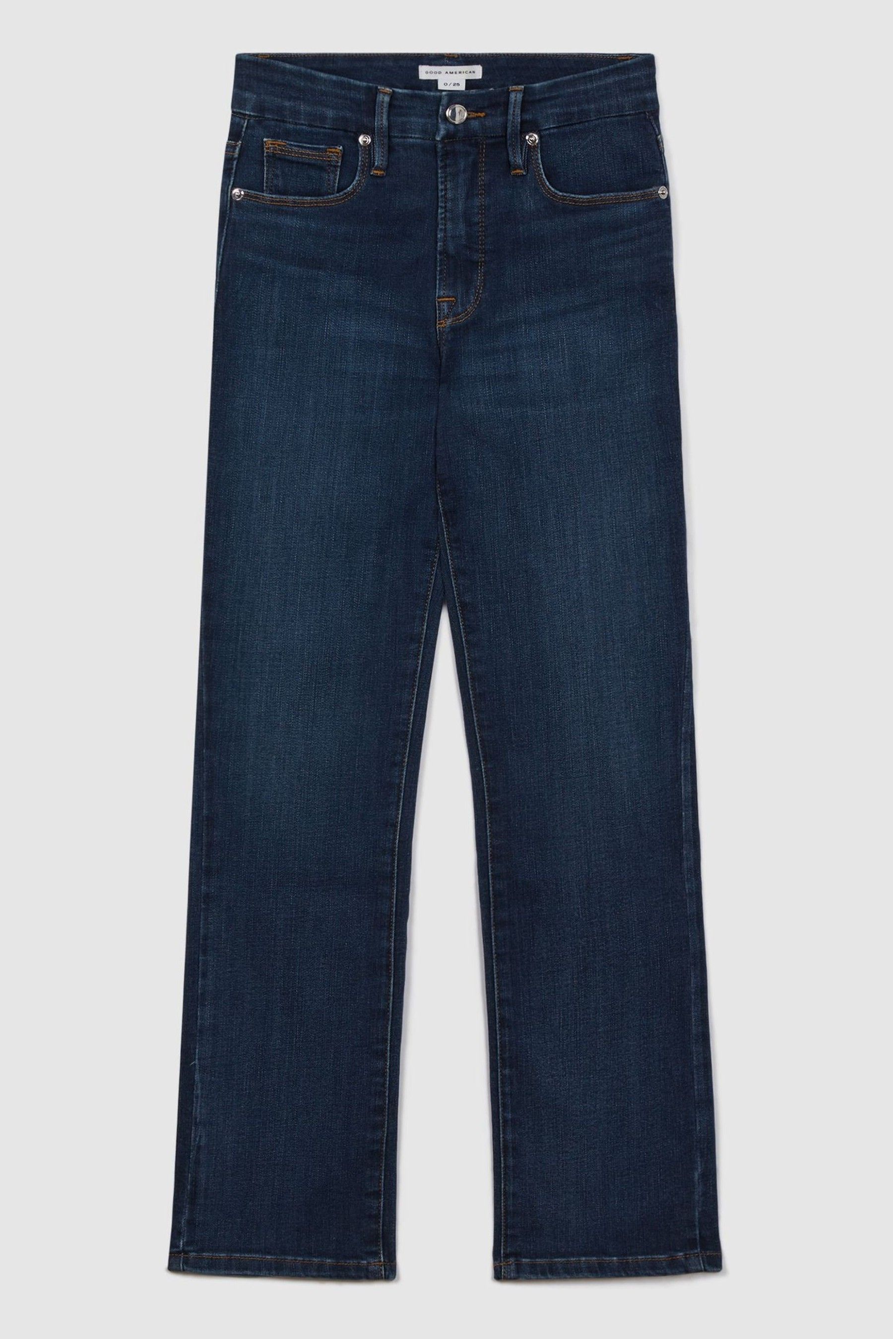 Good American Blue Good American Slim Fit Cropped Jeans