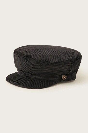 Monsoon Black Cord Baker Boy Hat