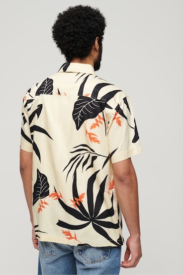 Superdry Cream Short Sleeve Hawaiian Printed Shirt