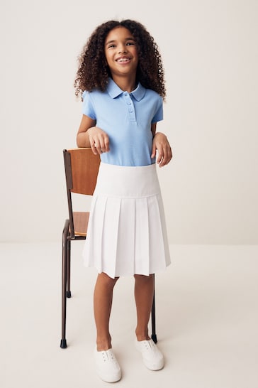 White Longer Length Regular Waist Pleat Skirts 2 Pack (3-16yrs)