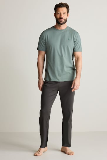 Grey/Sage Green Short Sleeve Jersey Pyjamas Set