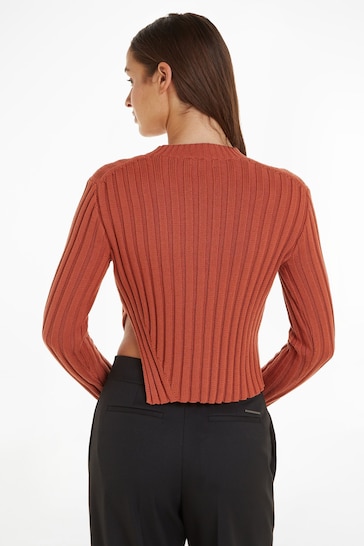 Calvin Klein Brown Cotton Blend Split Sweater
