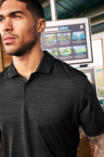 Black Active Mesh Golf Polo Shirt