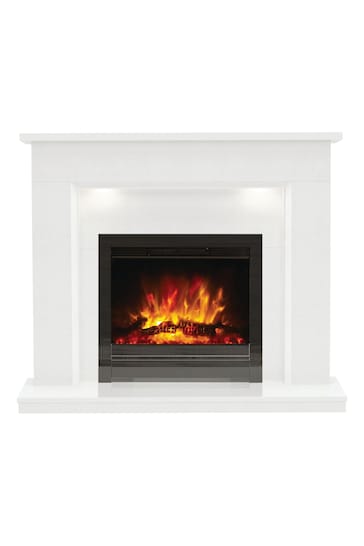 Be Modern White Madalyn Micro Marble Electric Fireplace