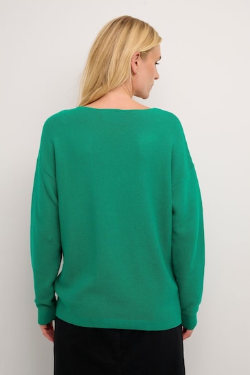 Cream Green Sillar V-Neck Regular Fit Pullover Jumper