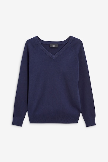 Navy Blue Knitted V-Neck School Jumper (3-16yrs)