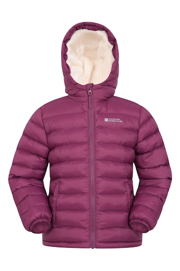 Mountain Warehouse Pink Seasons Kids Water Resistant Faux Fur Lined Padded Jacket