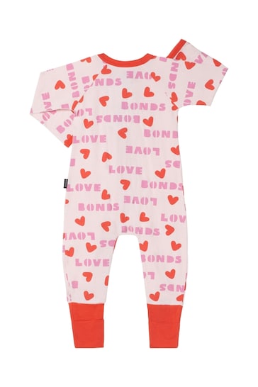 Bonds Red Valentines Day Love Heart Print Zip Sleepsuit