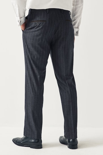 Navy Blue Tailored Fit Stripe Suit Trousers