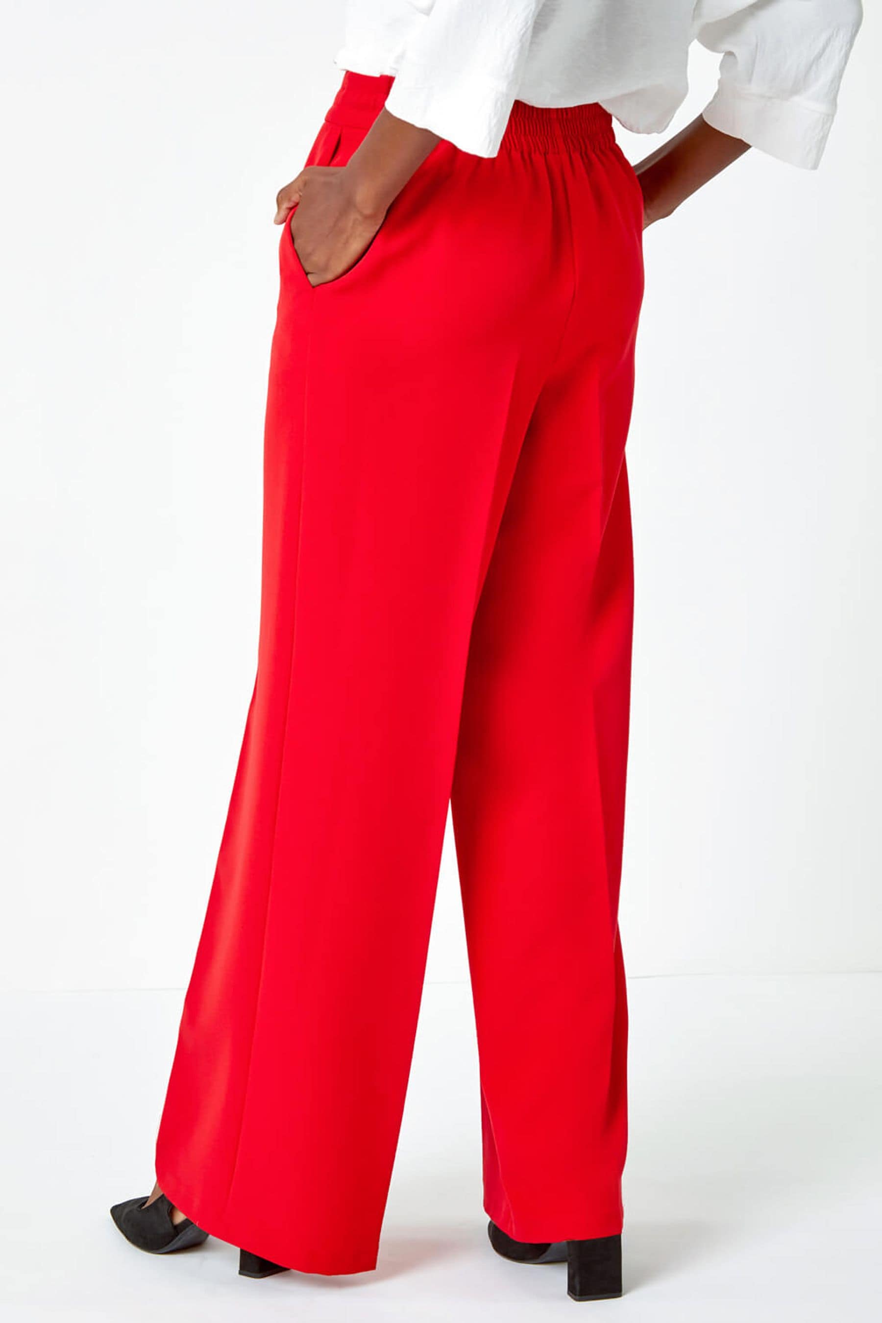 Red wide sale leg suit