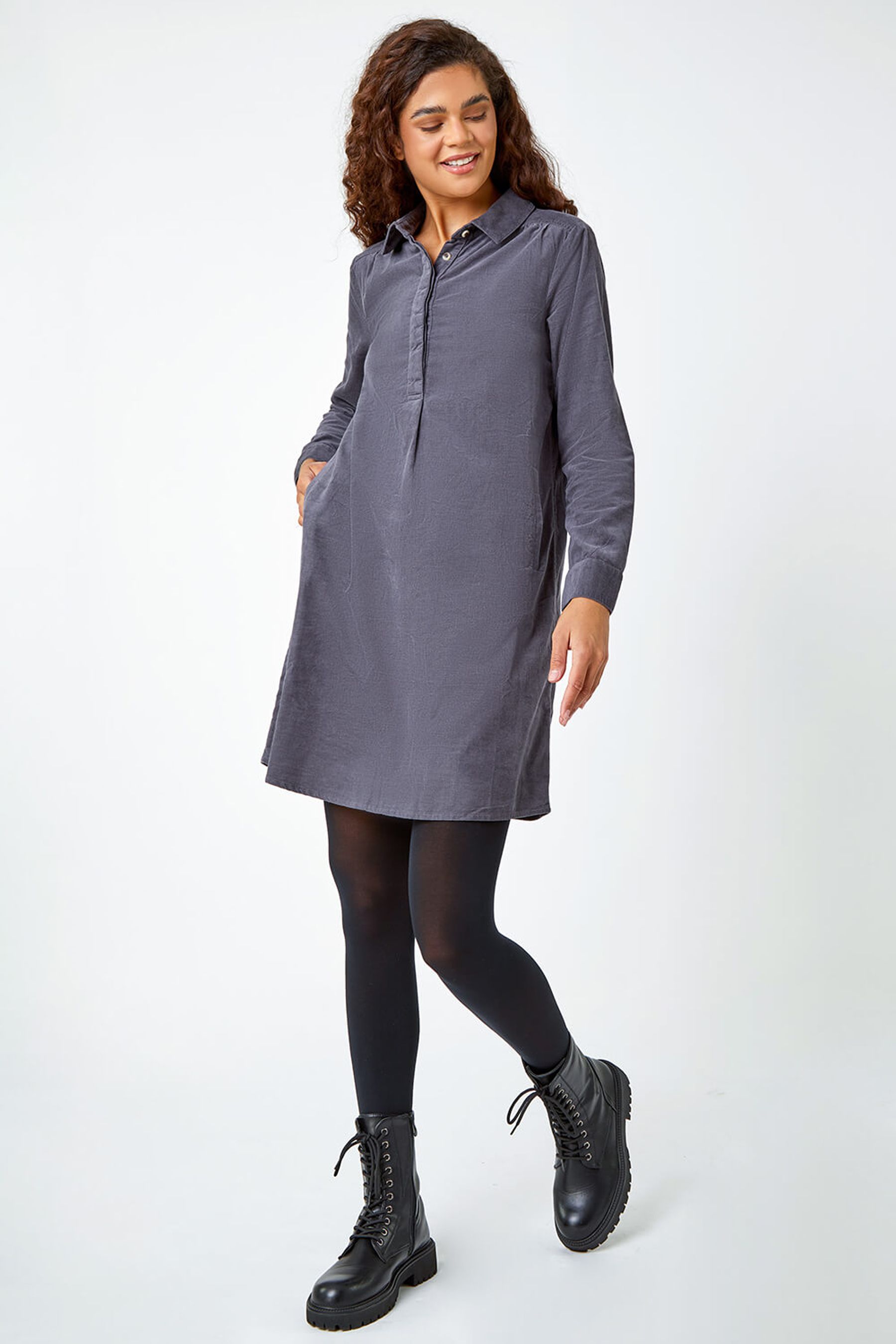 Grey discount cord dress
