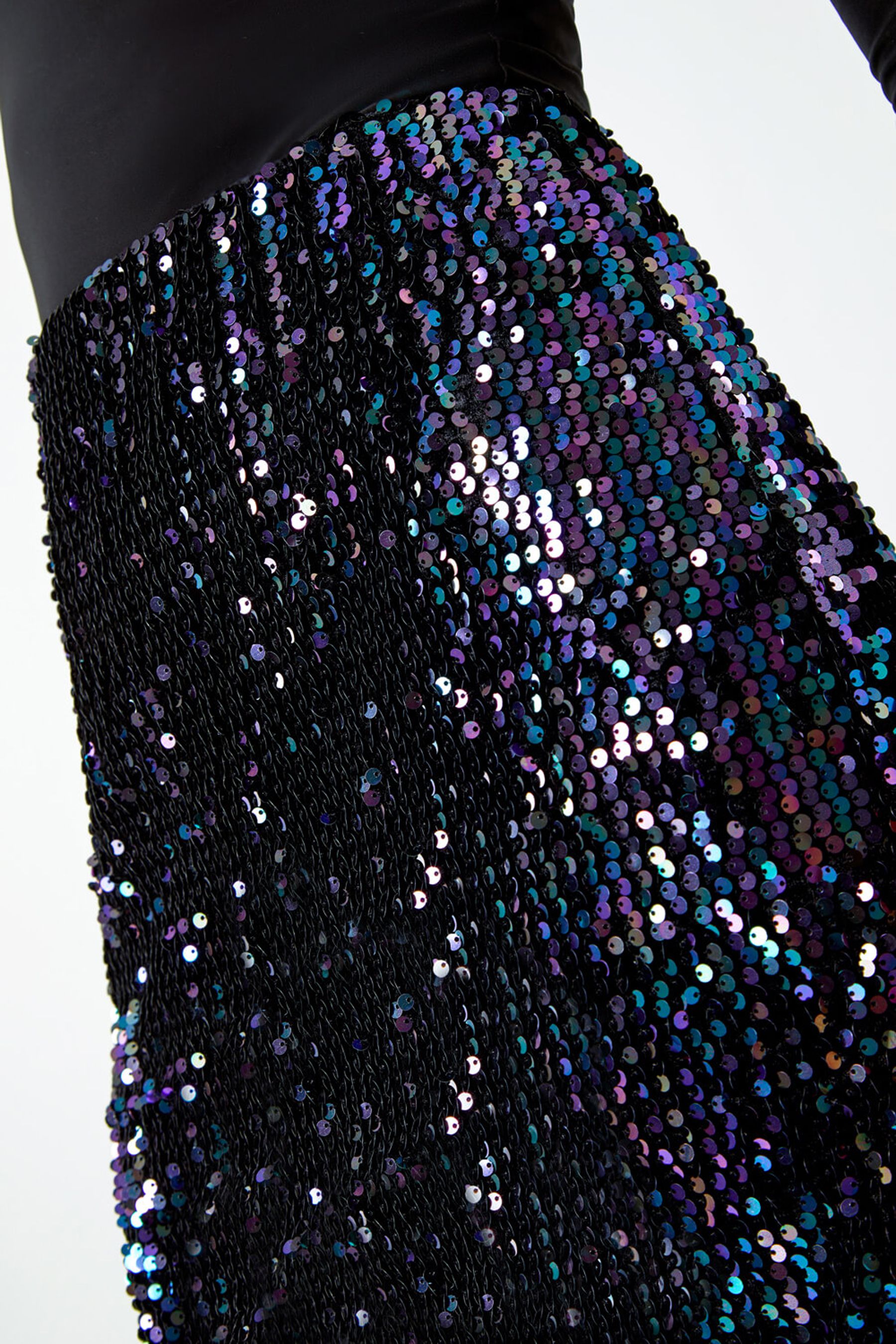 Buy Roman Blue Sequin Velour Stretch Skirt from the Next UK online