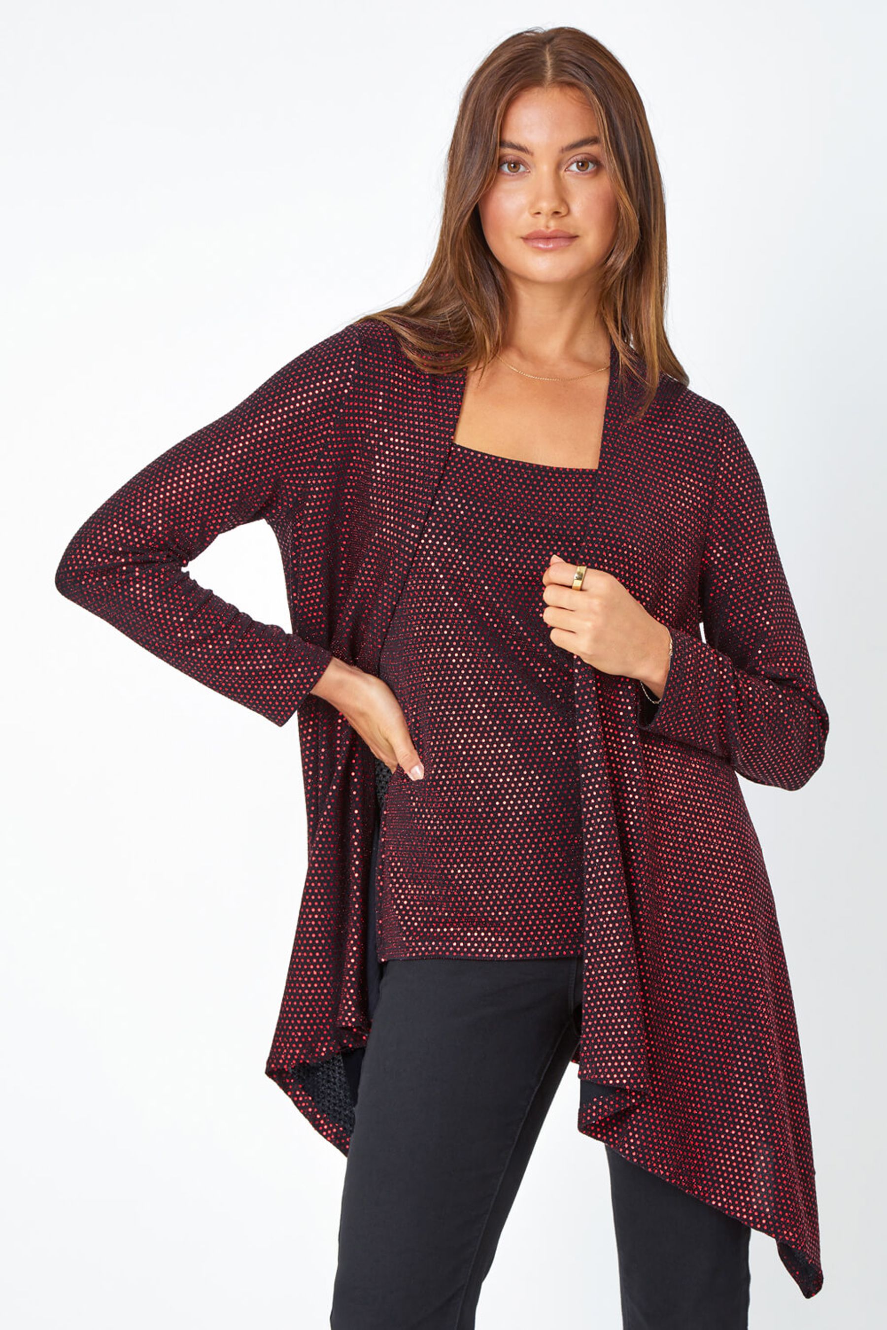 Long top sequin cardigan