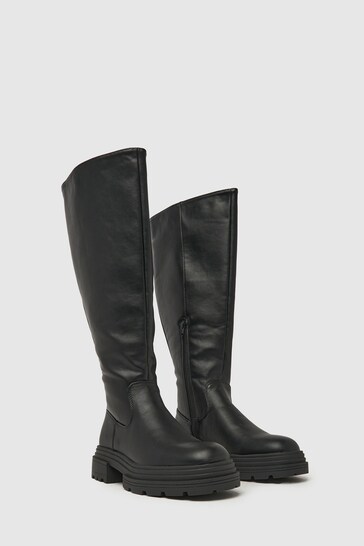 Schuh Dannie Chunky Pull On Black Boots