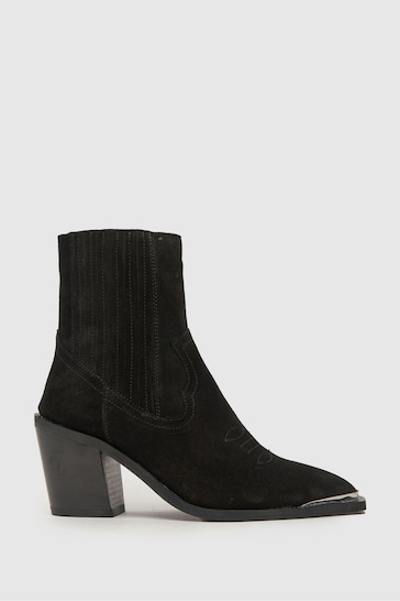 Schuh Anand Suede Western Black Boots