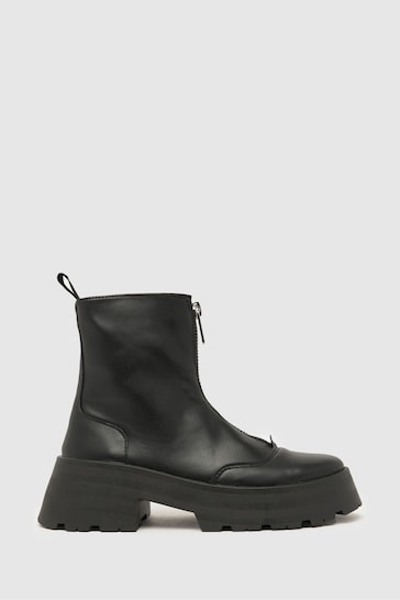 Schuh Arnold Chunky Zip Front Black Boots