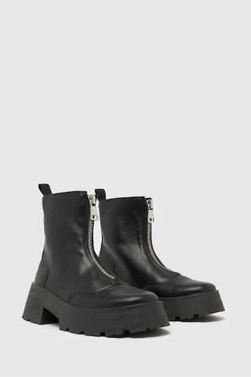 Schuh Arnold Chunky Zip Front Black Boots
