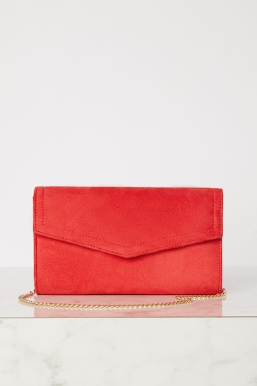Lipsy Red Foldover Ocassion Envelope Clutch Bag