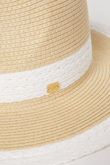 Lipsy White Contrast Straw Fedora Hat