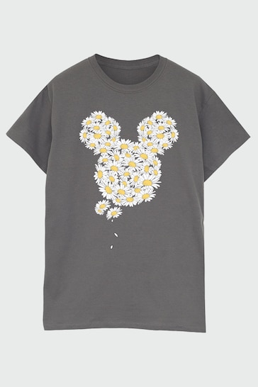 Brands In Grey Mickey Mouse Chamomile Head Women Boyfriend Fit T-Shirt