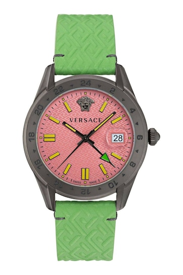 Versace Gents Green Greca Time GMT Watch
