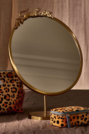 Oliver Bonas Gold Leopard Dressing Table Mirror