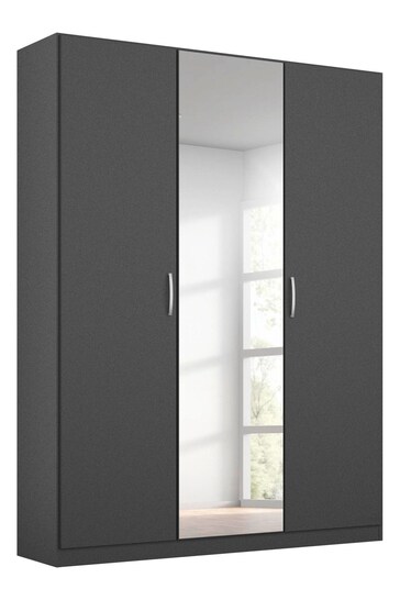 Rauch Metallic Grey Cameron 136cm Hinged 3 Door with 1 Mirror Semi Fitted Wardrobe