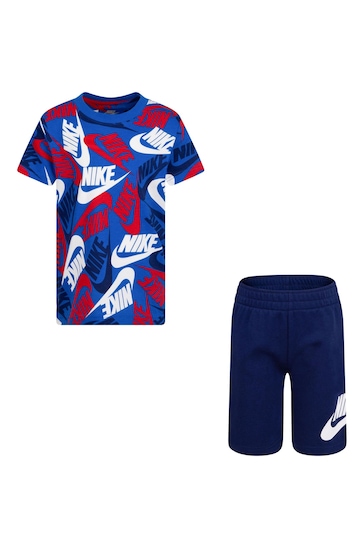 Nike Blue Futura T-Shirt and Shorts Set