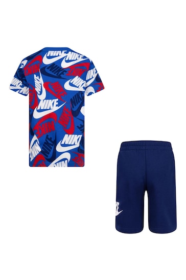 Nike Blue Futura T-Shirt and Shorts Set