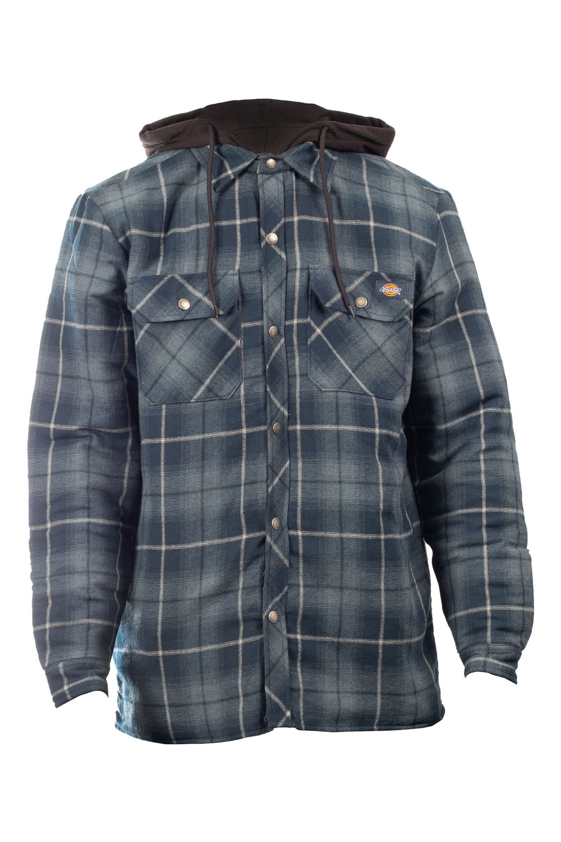 Buy Dickies Blue Fleece Hood Flannel Shirt Jacket from the Next UK