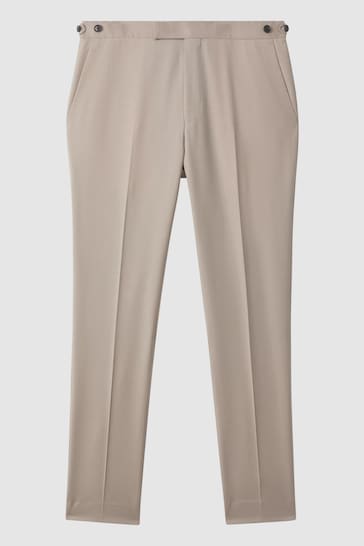 Reiss Stone Dillon Slim Fit Wool Blend Adjuster Trousers