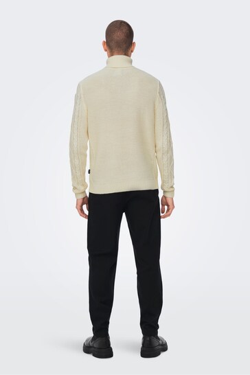 Only & Sons Cream Cable Knit Cosy Jumper