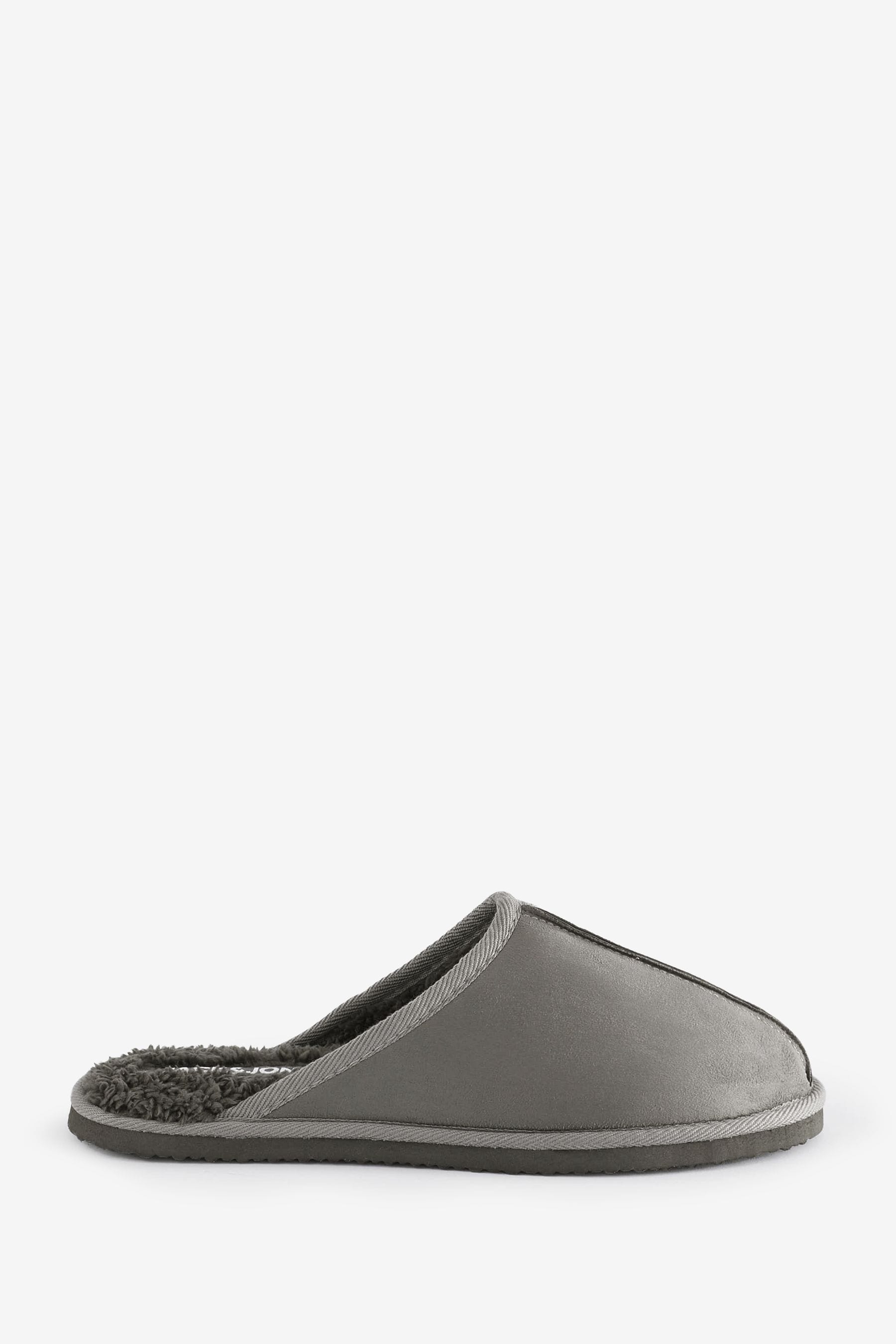 JACK JONES Grey Borg Lined Slippers