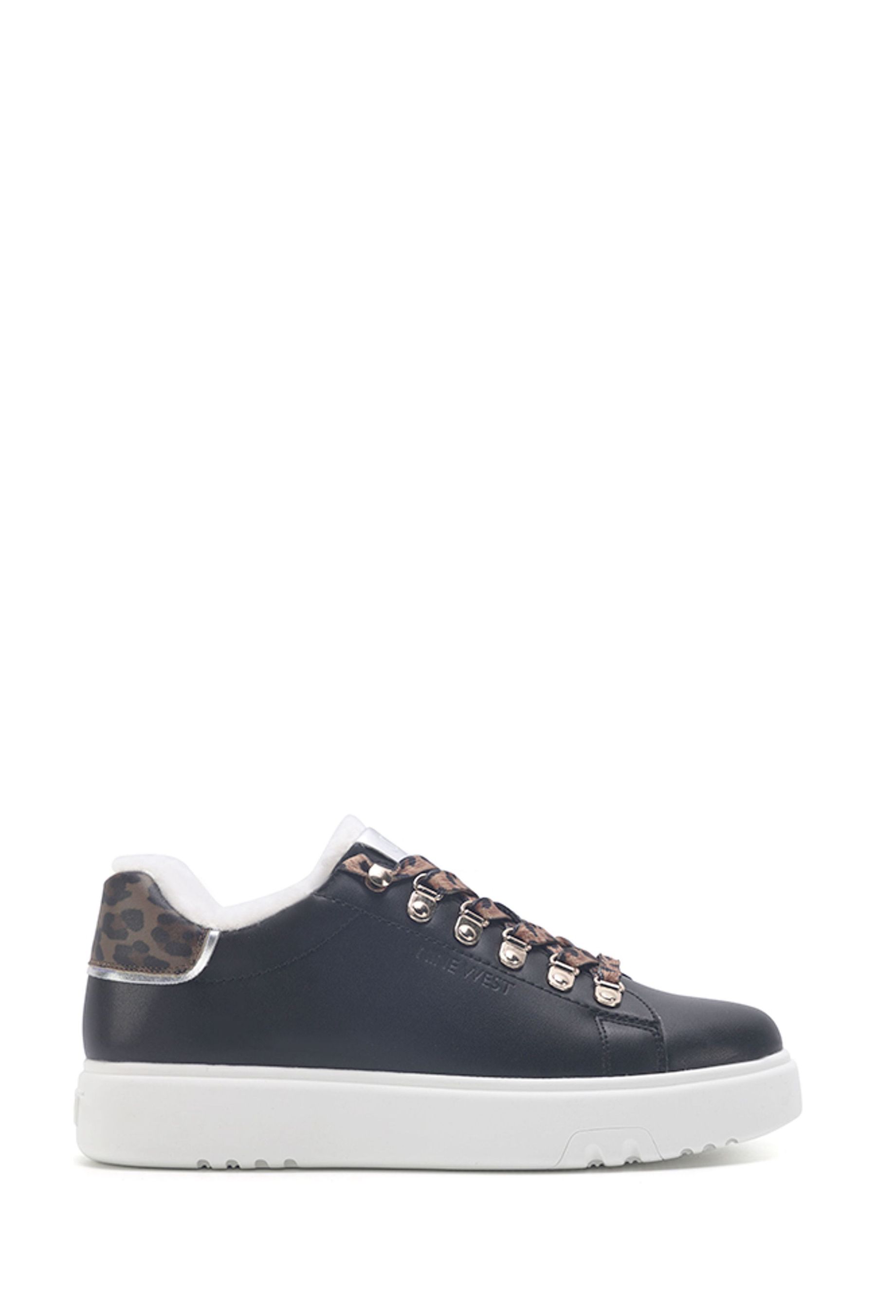 Buy Nine West Womens Seon White Black Trainers with Leopard