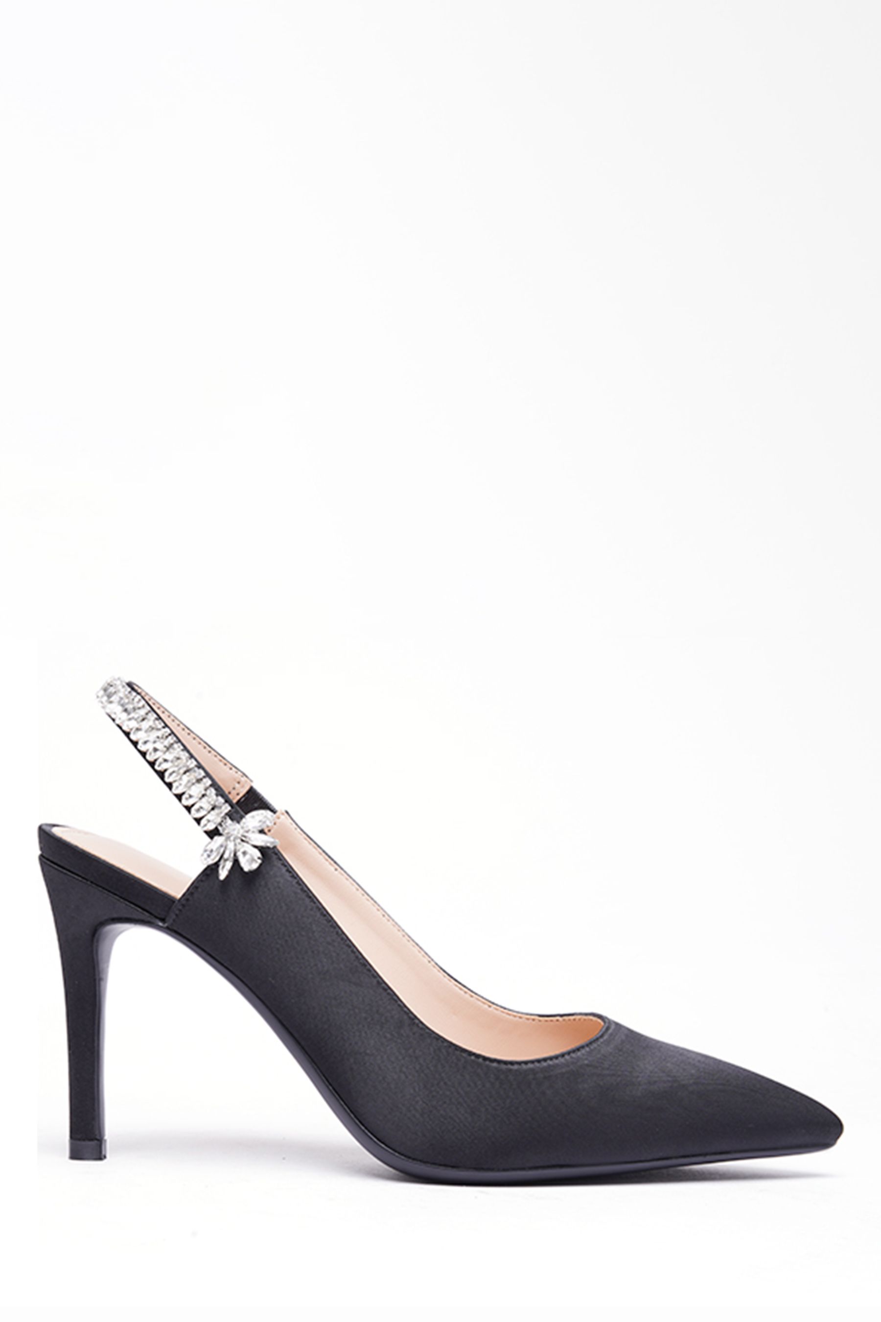 Buy Nine West Womens Mabrah Black Slingback Heeled Satin Pumps