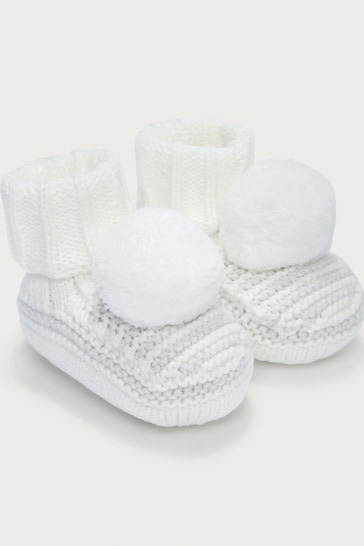 The White Company Pink Knitted Pom Pom Booties