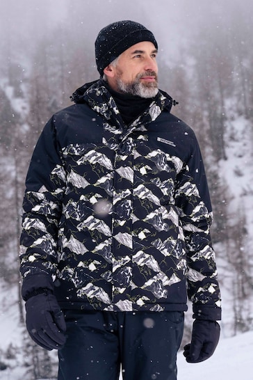 Mountain Warehouse Grey Mens Shadow II Fleece Lined Printed Ski Jacket