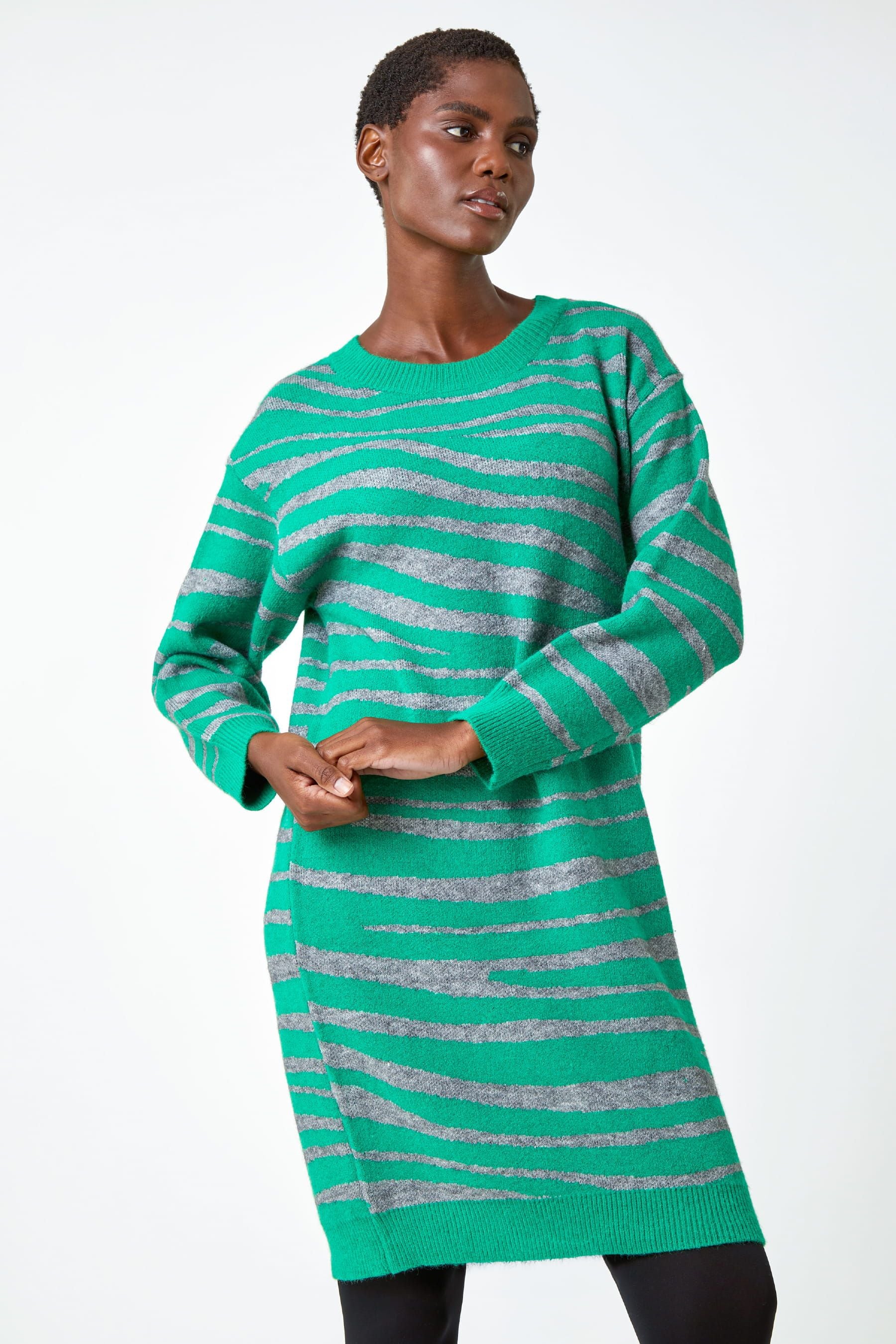 Green animal shop print jumper